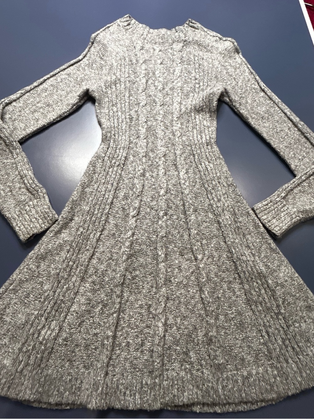Hollister Knit Cable Long-Sleeve Fit & Flare Sweater Dress - Silver size S